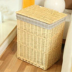 Panier à linge osier grande taille avec couvercle - Vignette | Au comptoir des paniers