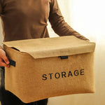 Panier de rangement avec couvercle en tissu - Vignette | Au comptoir des paniers