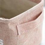 Panier de rangement de jouet rose en lin - Vignette | Au comptoir des paniers