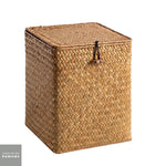 Panier effet osier rangement avec couvercle - Vignette | Au comptoir des paniers