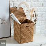 Panier effet osier rangement avec couvercle - Vignette | Au comptoir des paniers