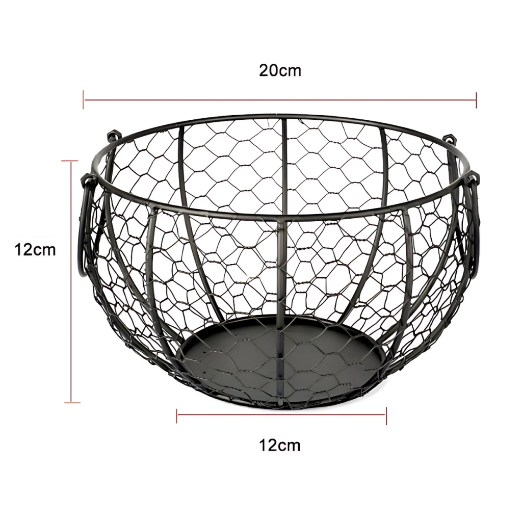 Dimensions du panier à oeufs en métal