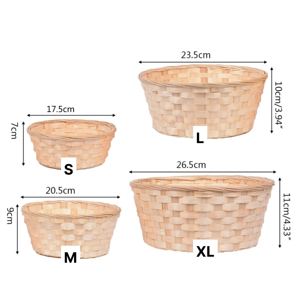 Dimensions des différentes tailles de panier à fruit en osier