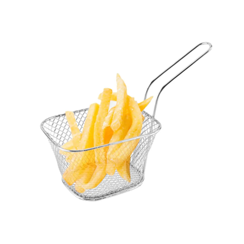 Mini panier à frite en acier inoxydable avec frites à l'intérieur