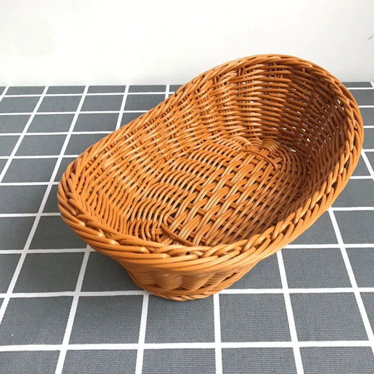 Panier à pain en osier oval, design rustique