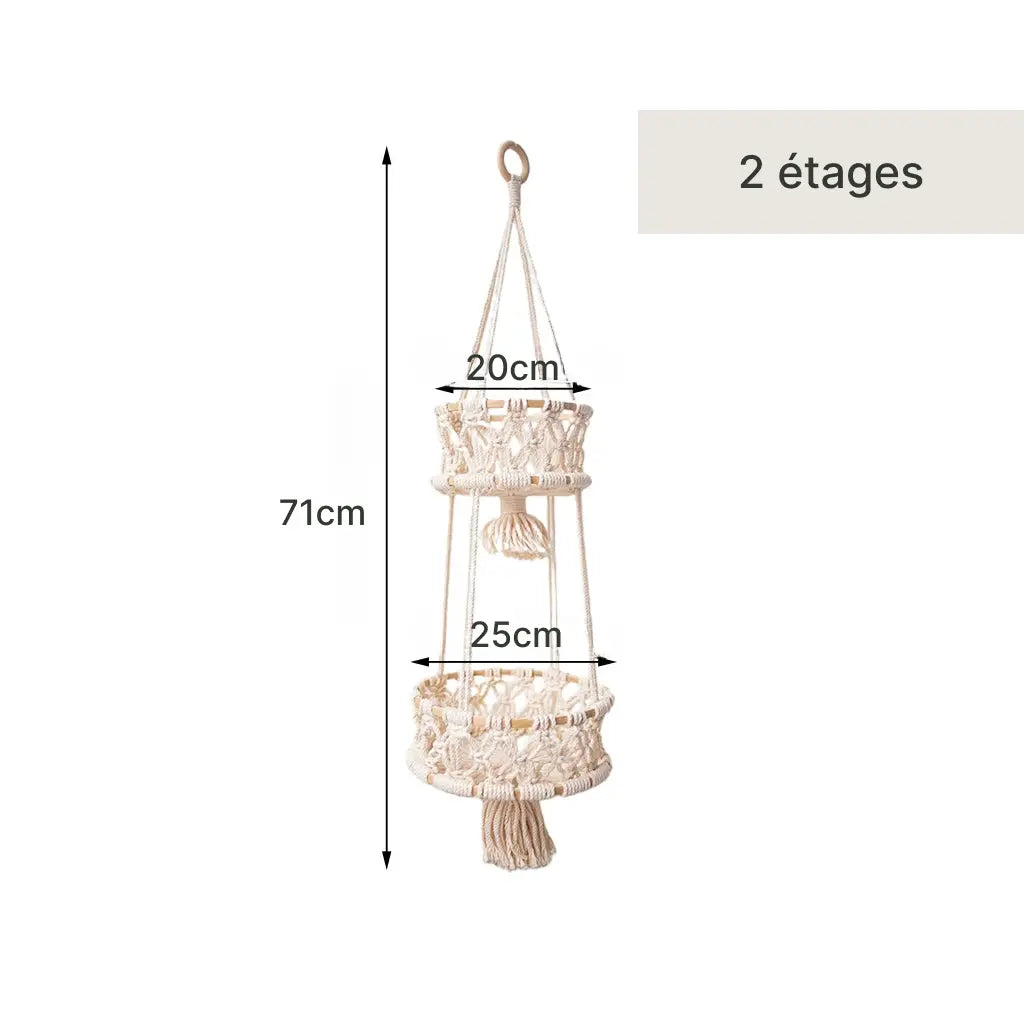 Dimensions du Panier à fruit à étage en macramé à 2 étages