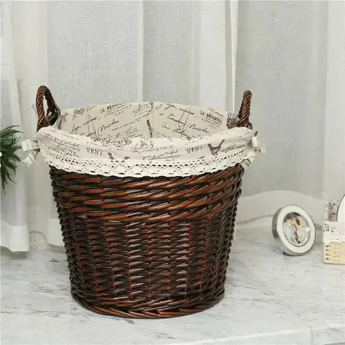 Panier à linge osier de style vintage Au comptoir des paniers