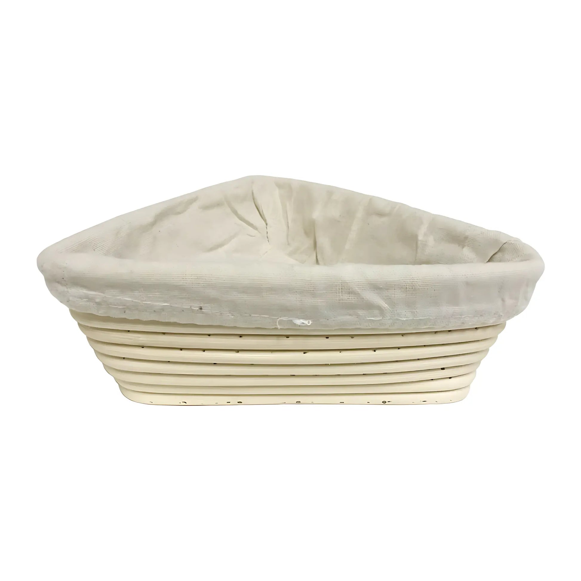 Panier à pain triangulaire en rotin doublé de type banneton Au comptoir des paniers