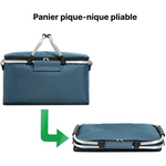 Panier pique nique bleu isotherme pliable - Vignette | Au comptoir des paniers