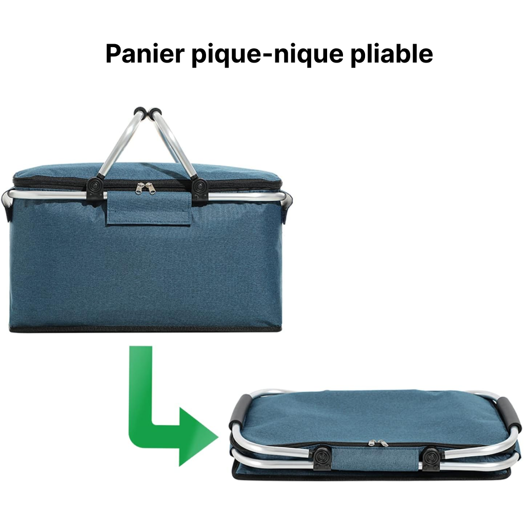 Panier pique nique bleu isotherme pliable très pratique