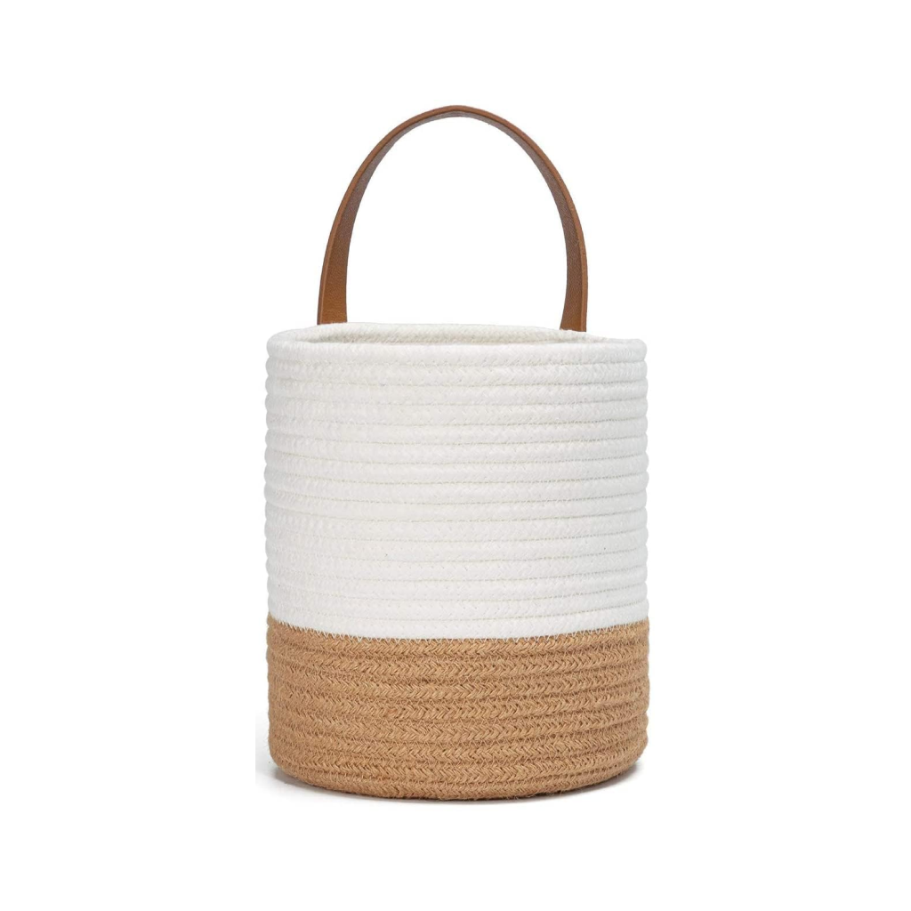 Panier suspendu blanc en jute