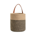 Panier suspendu noir et marron en jute - Vignette | Au comptoir des paniers