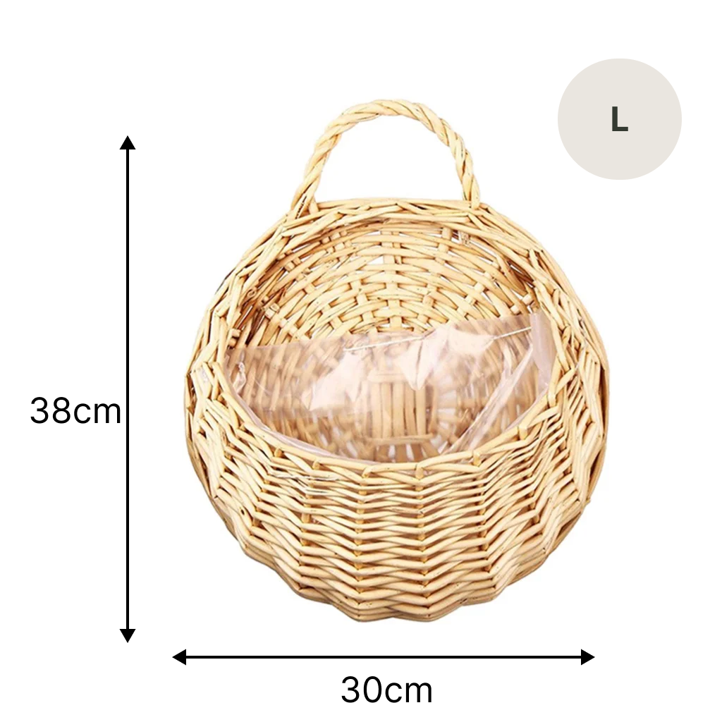 Dimensions du Panier suspendu en osier blanc pour plantes en taille L