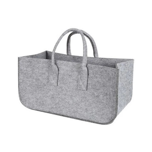 Panier à bois gris clair en feutre robuste