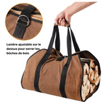 Panier à bois marron en tissu avec sangles renforcées - Vignette | Au comptoir des paniers