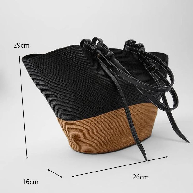 Dimensions du Sac panier bicolore noir avec anses assorties