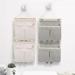 Panier suspendu en tissu gris ou blanc multi-poches - Vignette | Au comptoir des paniers