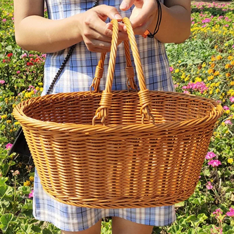 Panier champignon en osier tressé ovale. Très adapté à la cueillette des champigons