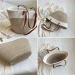 Sac panier de plage chic en cordes tressées avec rayures et anses - Vignette | Au comptoir des paniers