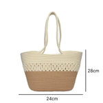 Sac panier tressé bicolore en coton avec motif ondulé - Vignette | Au comptoir des paniers
