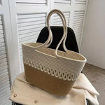Sac panier tressé bicolore en coton avec motif ondulé - Vignette | Au comptoir des paniers