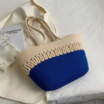 Sac panier tressé bicolore en coton avec motif ondulé - Vignette | Au comptoir des paniers