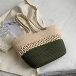 Sac panier tressé bicolore en coton avec motif ondulé - Vignette | Au comptoir des paniers