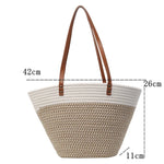 Sac panier de plage chic en cordes tressées avec rayures et anses - Vignette | Au comptoir des paniers