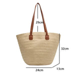 Sac panier tressé beige avec anses en cuir et fermeture éclair. - Vignette | Au comptoir des paniers