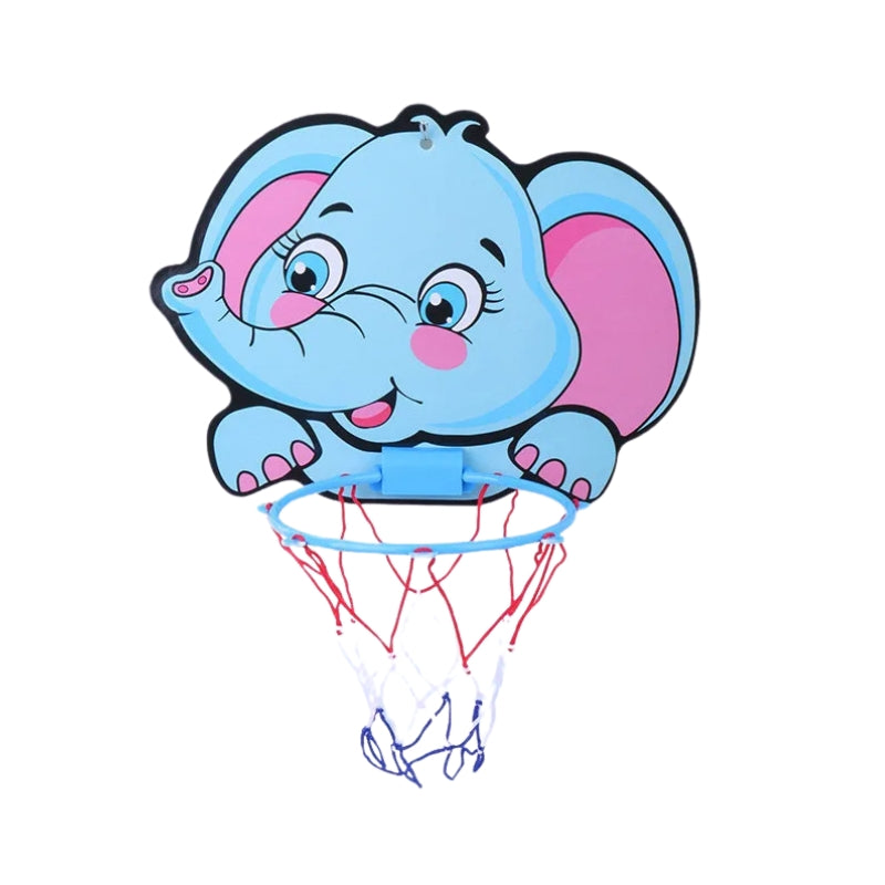 Kit panier de basket enfant en forme d'éléphant sur fond blanc