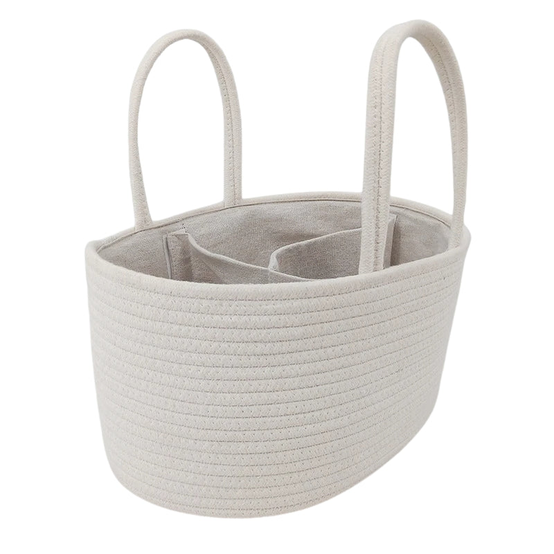 Panier rangement bébé portable et multifonctionnel sur fond blanc