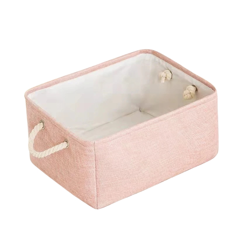 Panier de rangement rose pour salle de bain en tissu